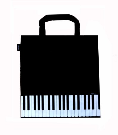 Baumwoll Tragetasche schwarz mit Tastatur Muster